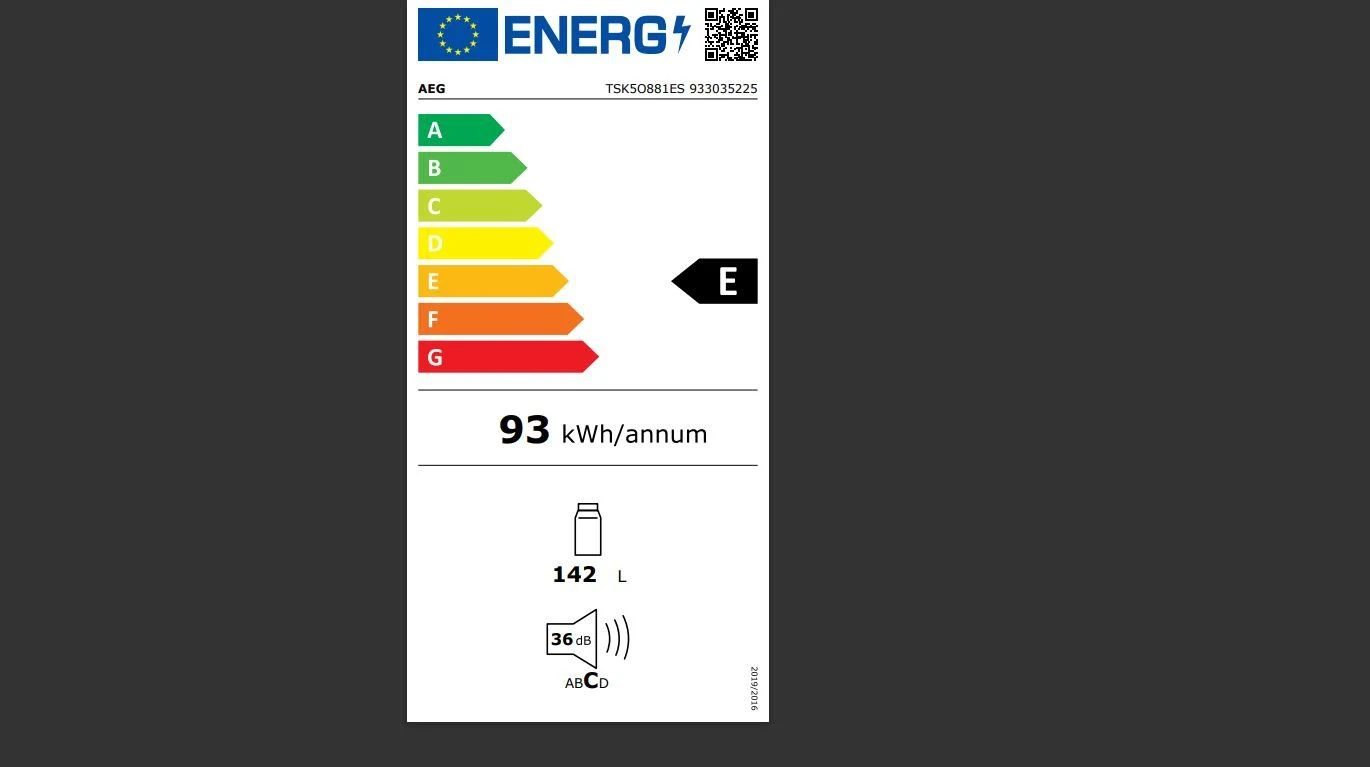 EU-Energielabel – Energieeffizienzklasse E