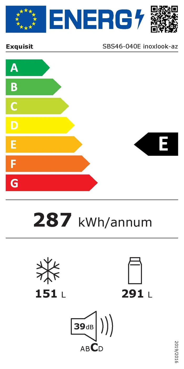 EU-Energielabel – Energieeffizienzklasse E