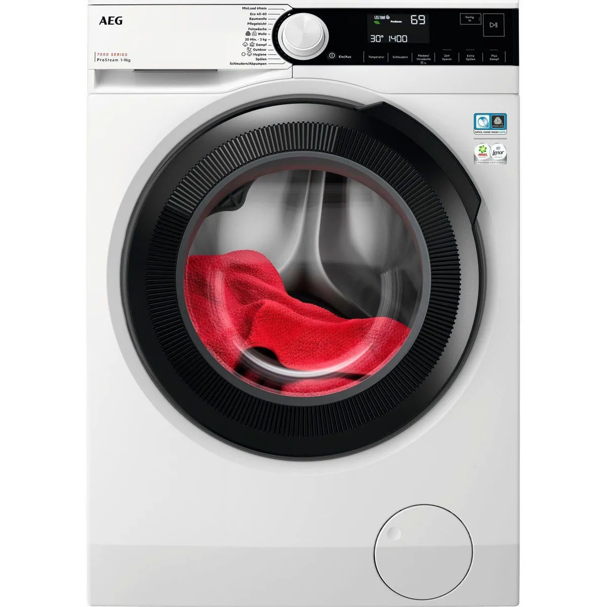 AEG Waschmaschine LR7A70490, ProSteam, Energieeffizienz A — Dampfprogramm, Nachlegefunktion, leiser Invertermotor