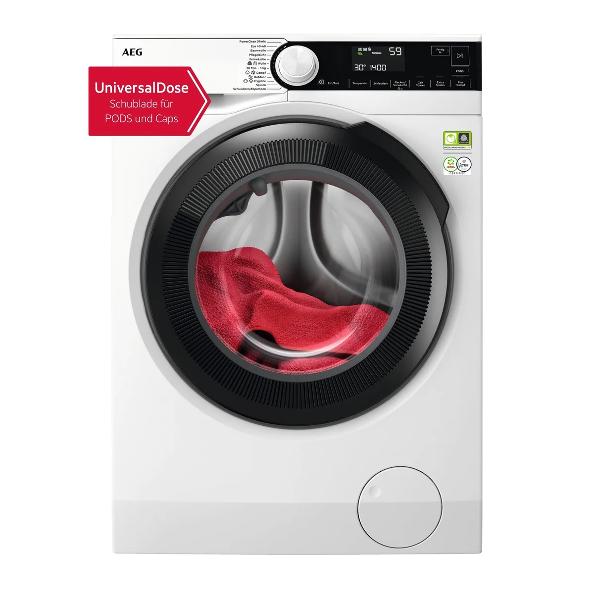 AEG Waschmaschine LR8E70480, energieeffizient, leiser Invertermotor, Nachlegefunktion