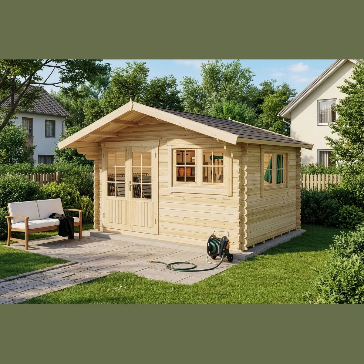 Alpholz Gartenhaus Gabriel, 10,5 m² Fläche, 28 mm Wandstärke — stabil, geräumig, wetterfest