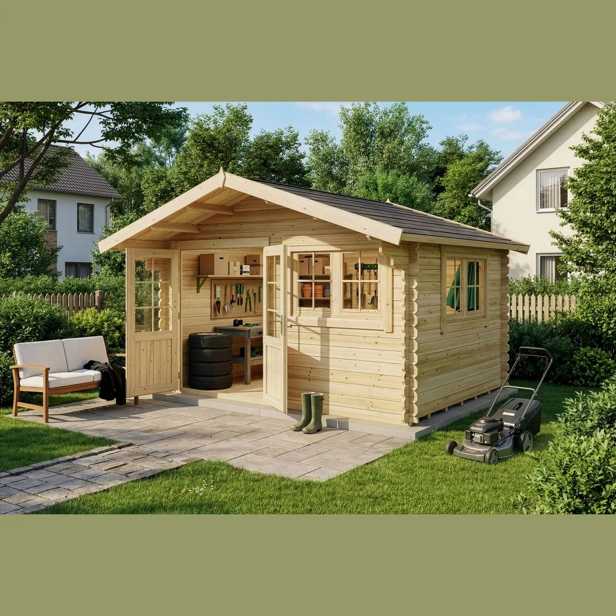 Alpholz Gartenhaus Gabriel, 10,5 m² Fläche, 28 mm Wandstärke — stabil, geräumig, wetterfest 2