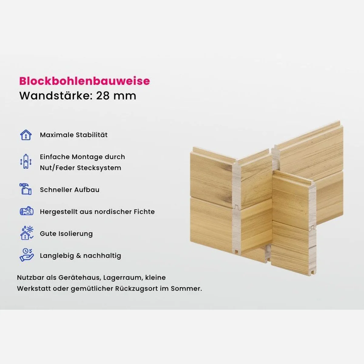 Alpholz Gartenhaus Gabriel, 10,5 m² Fläche, 28 mm Wandstärke — stabil, geräumig, wetterfest 5