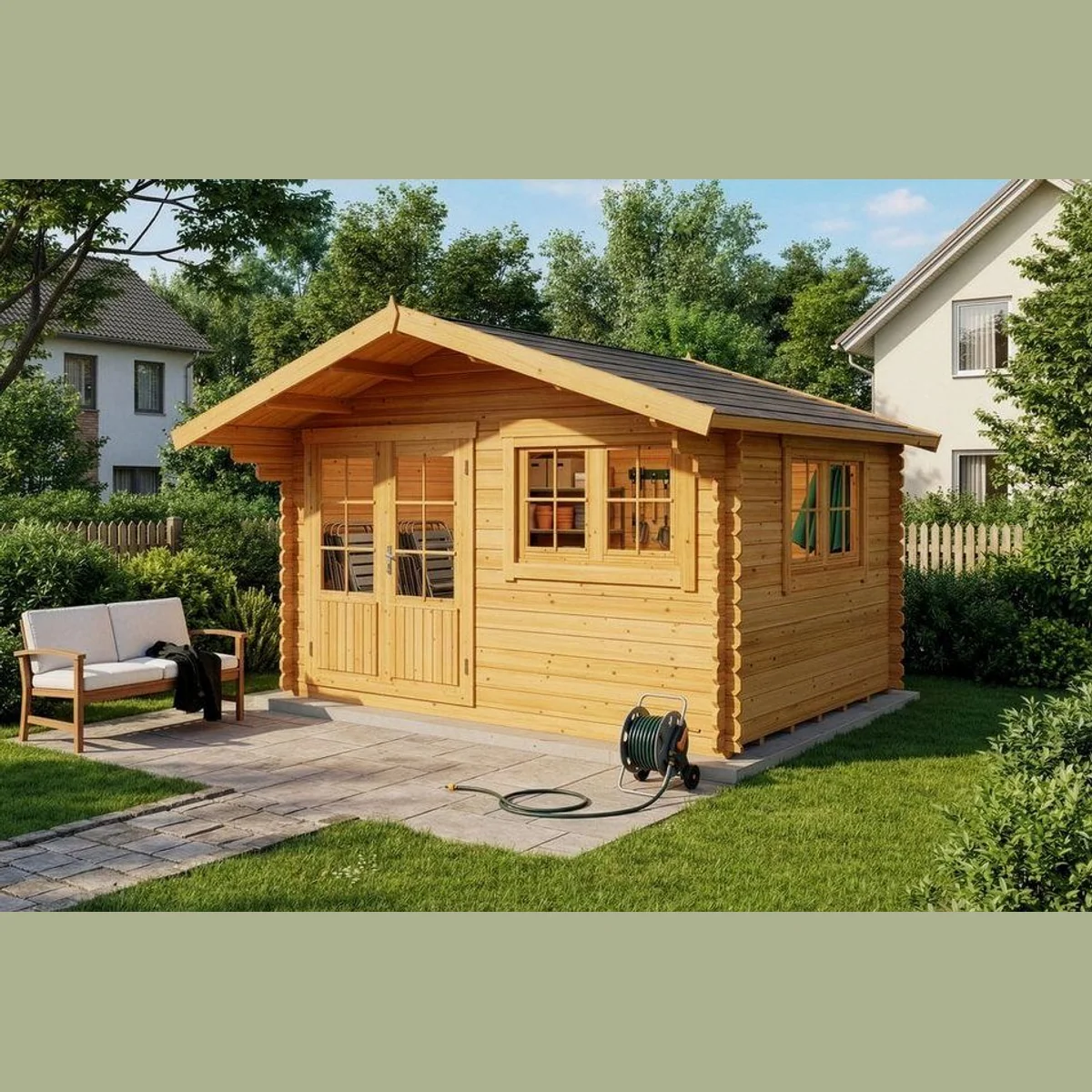 Alpholz Gartenhaus Gabriel, 28 mm Wandstärke, inkl. Boden — großzügiger Raum, wetterfest, elegante Optik