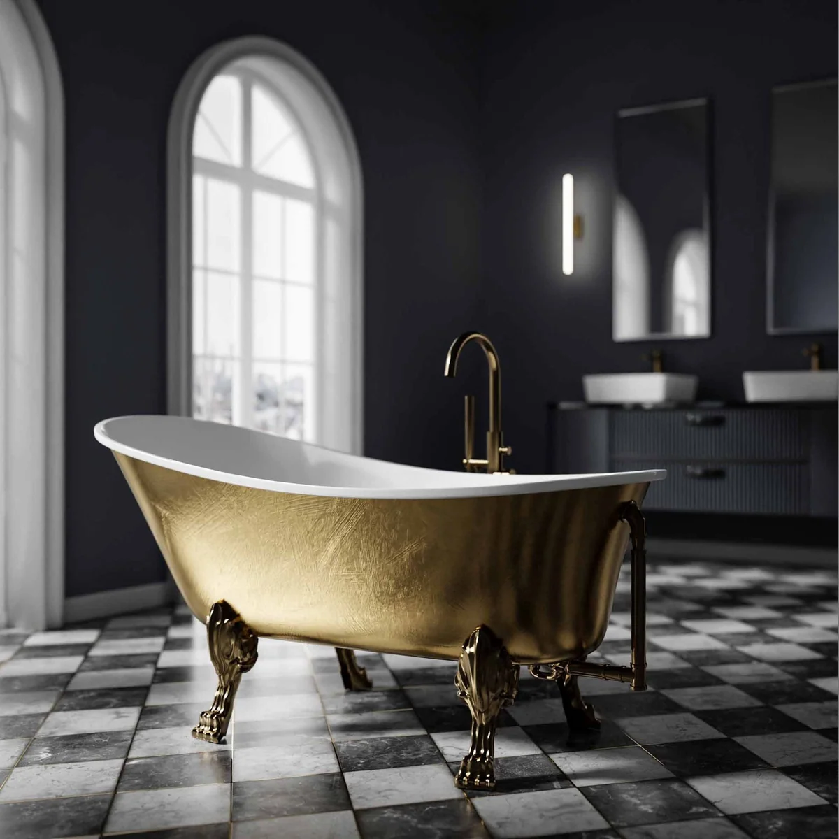 Bernstein PARIS PREMIUM Badewanne, freistehend, oval, Blattgold-Oberfläche