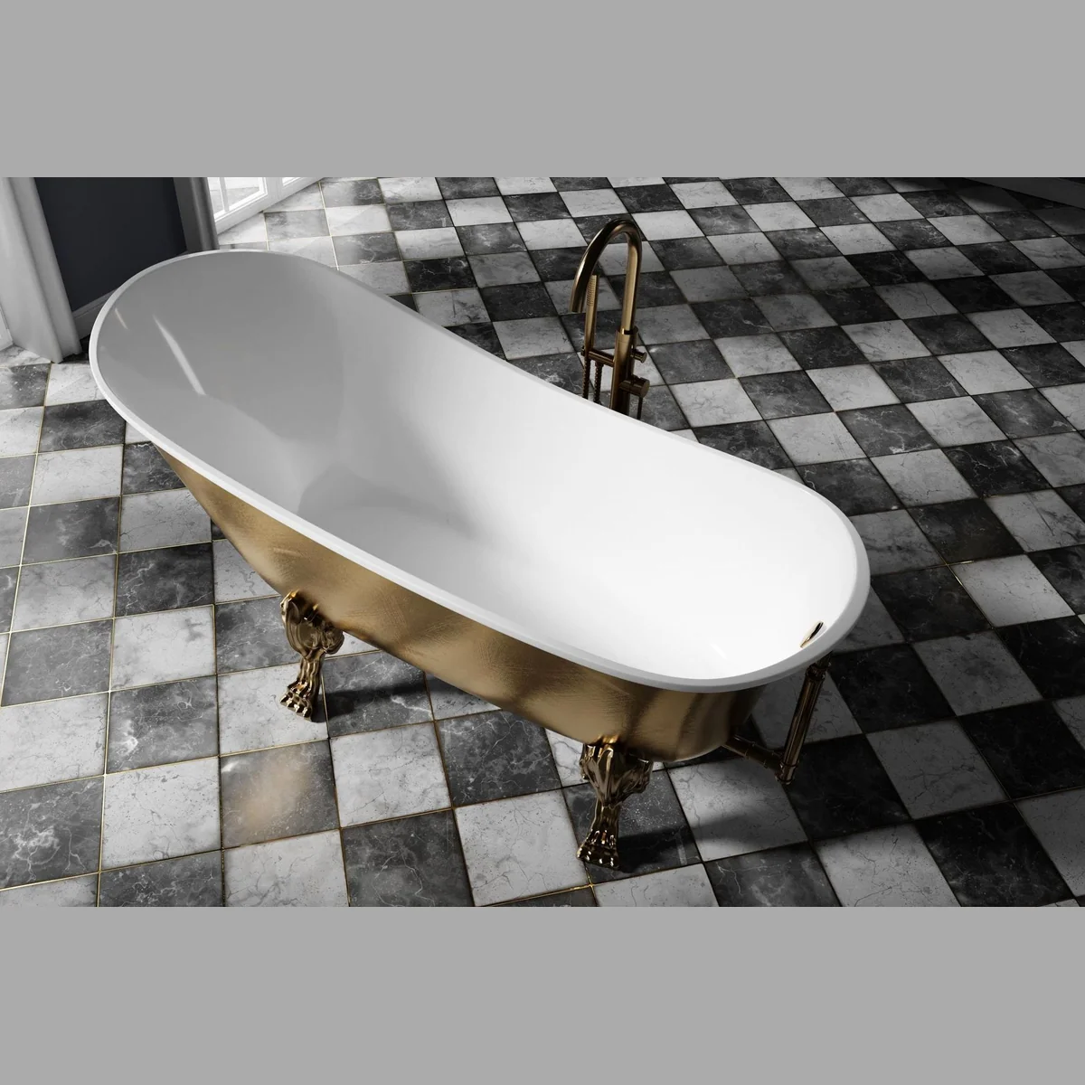 Bernstein PARIS PREMIUM Badewanne, freistehend, oval, Blattgold-Oberfläche 2
