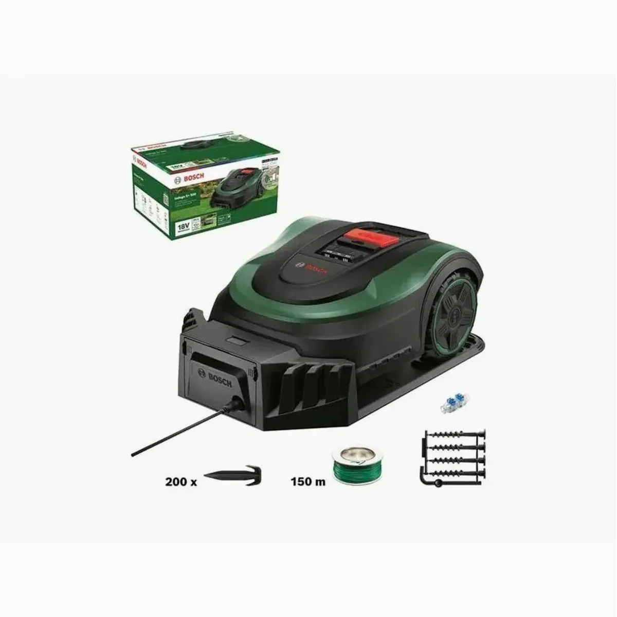 BOSCH Indego S+ 500 Rasenmähroboter, für Flächen bis 500 m², mit App und Ladestation 2