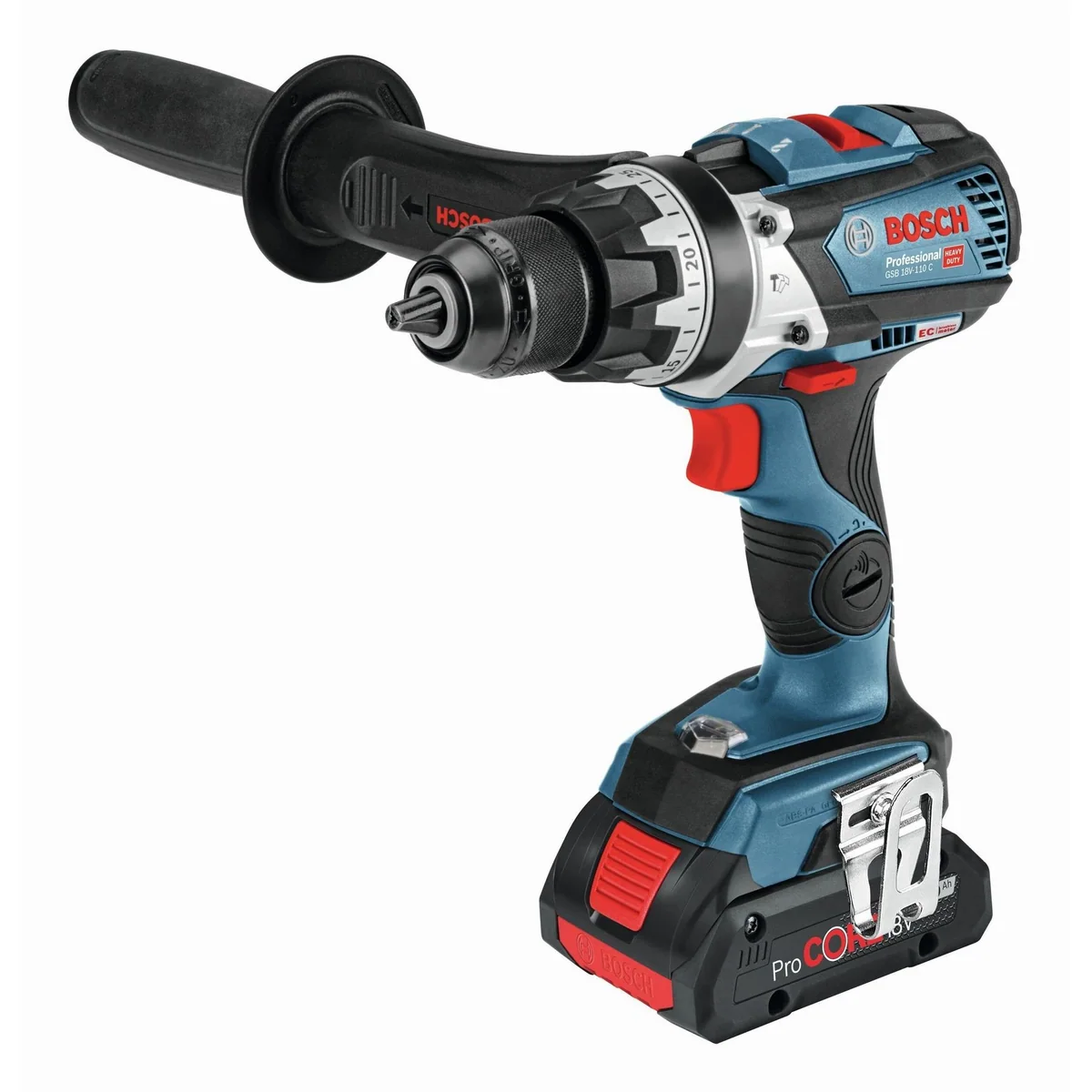 Bosch Professional GSB 18V-110 C, kraftvoller Akku-Schlagbohrschrauber, 2x ProCORE Akkus