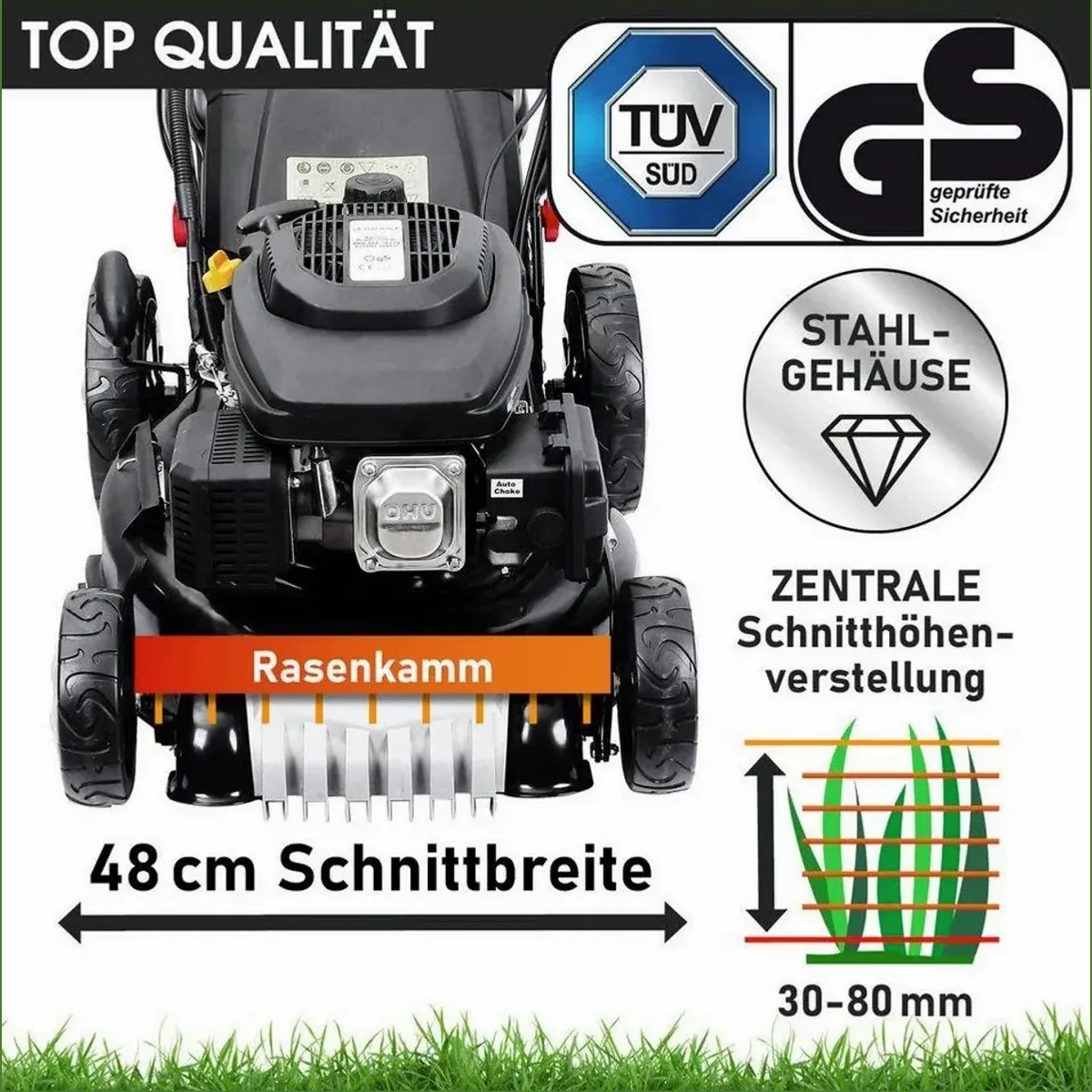 BRAST Benzinrasenmäher, 5,2kW, 48cm Schnittbreite, TÜV geprüft 4