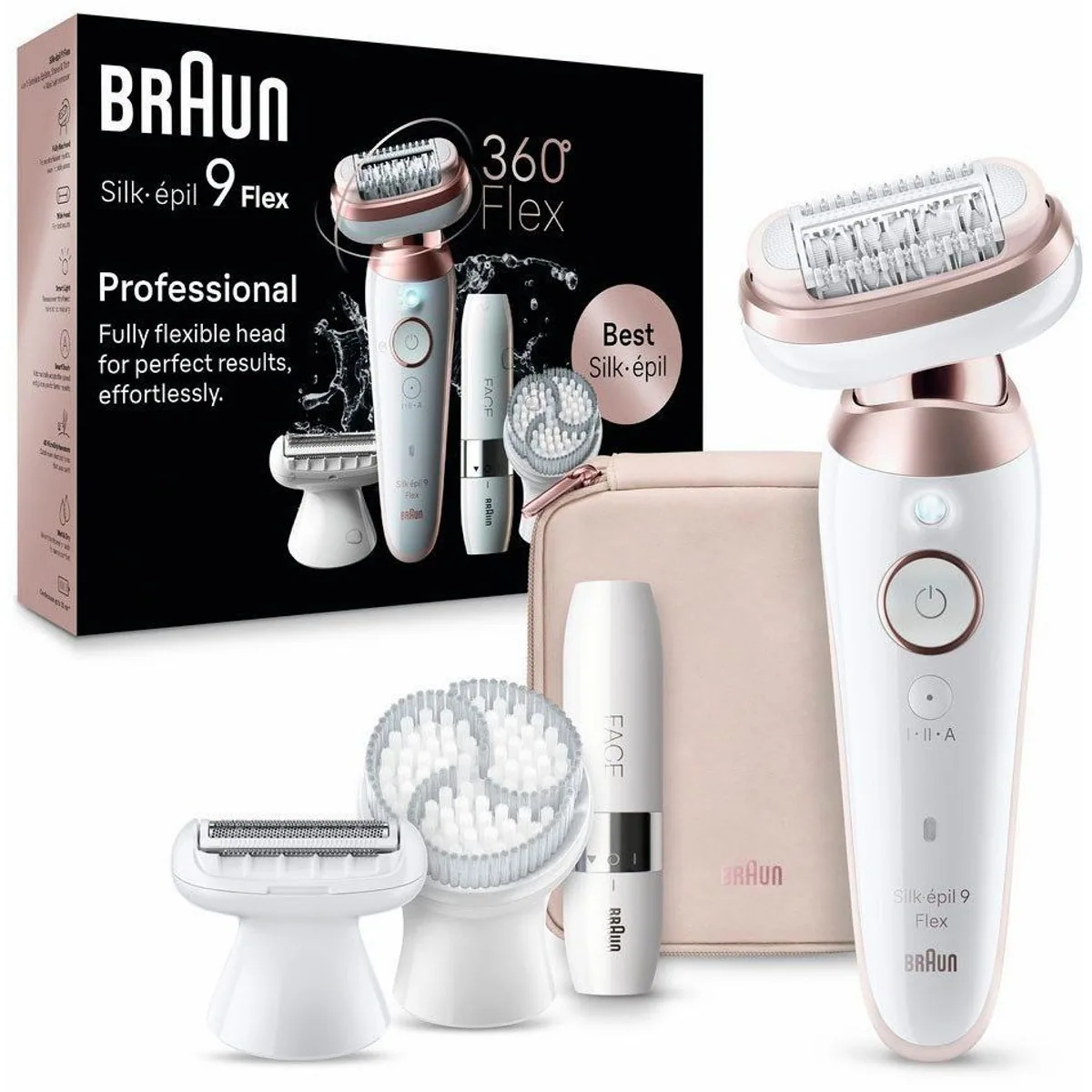 Braun Silk-épil 9 Flex 9 3D, flexible Anwendung, präzise Haarentfernung, kabellos — 40 MicroGrip-Pinzetten