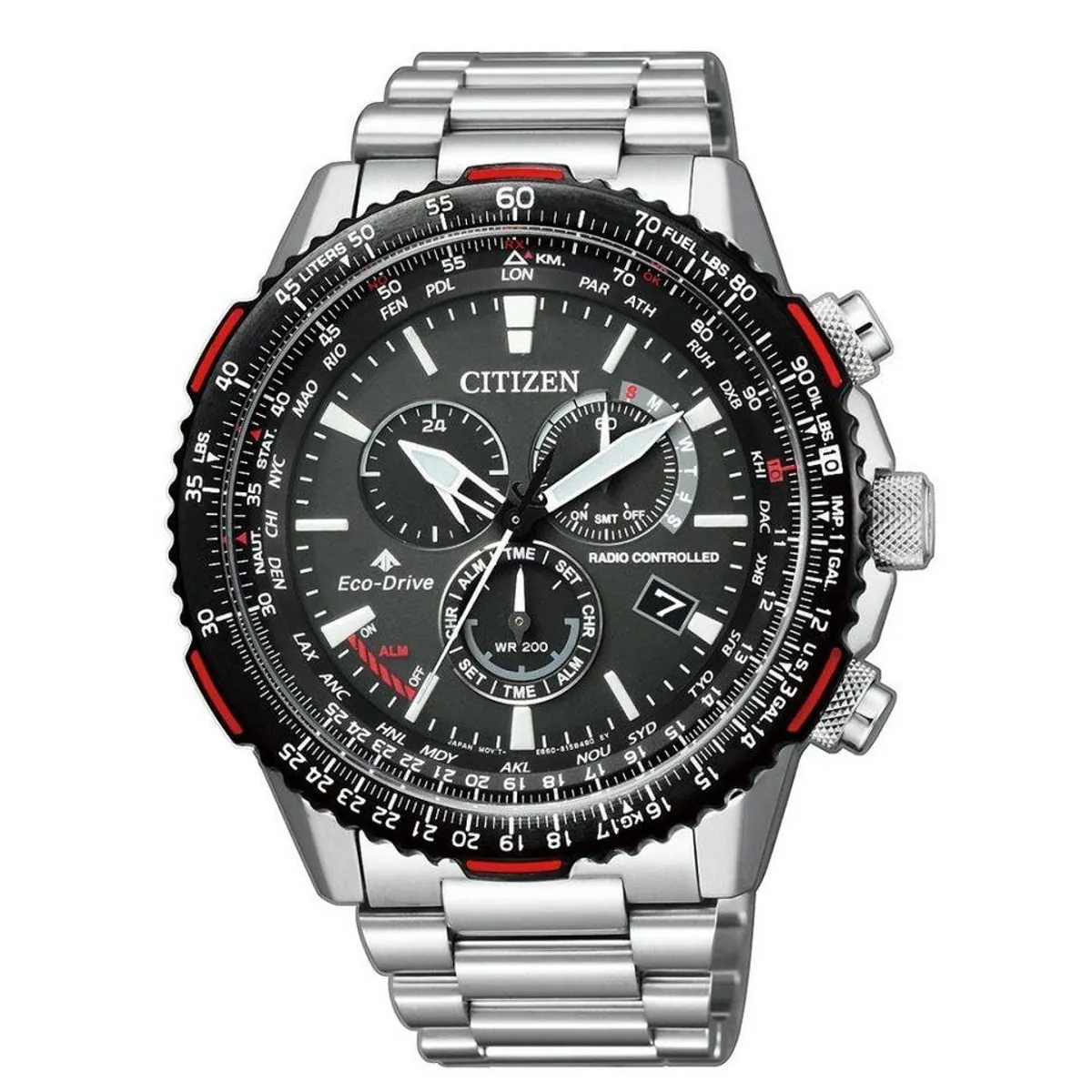 Citizen Funkuhr CB5001-57E, Edelstahl, 24-Stunden-Anzeige, 300 Tage Gangreserve