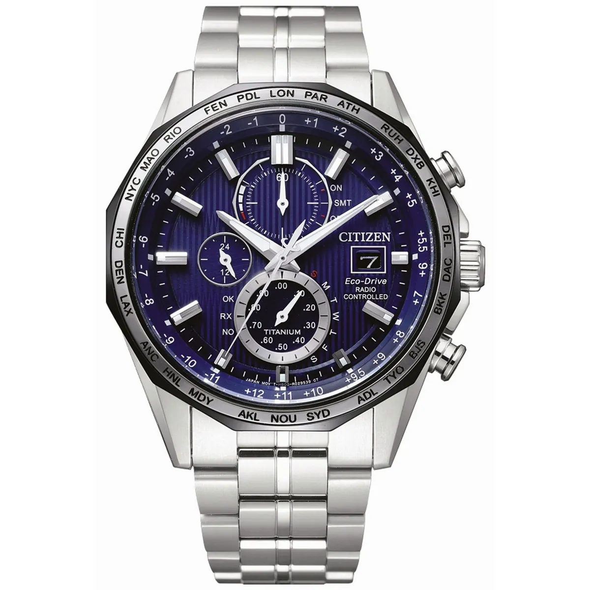 Citizen Eco Drive Chronograph, Titan-Armband, Saphirglas — präzise Zeitmessung, robustes Design, vielseitige Funktionen