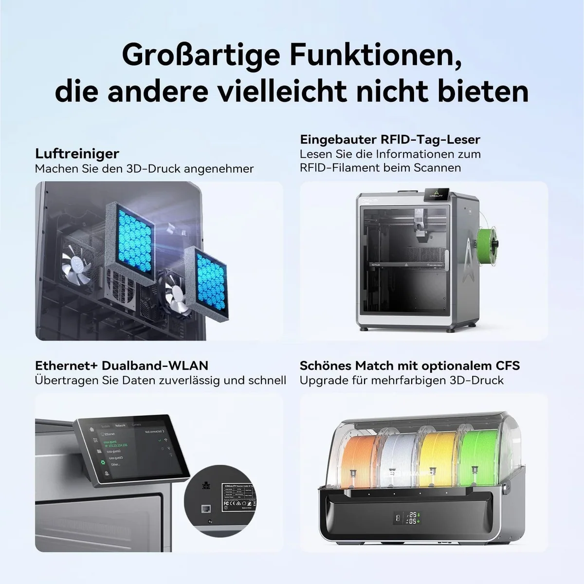 Creality 3D K2 Plus Combo, aktives Heizsystem, hohe Geschwindigkeit, 16-Farben-Druck 5