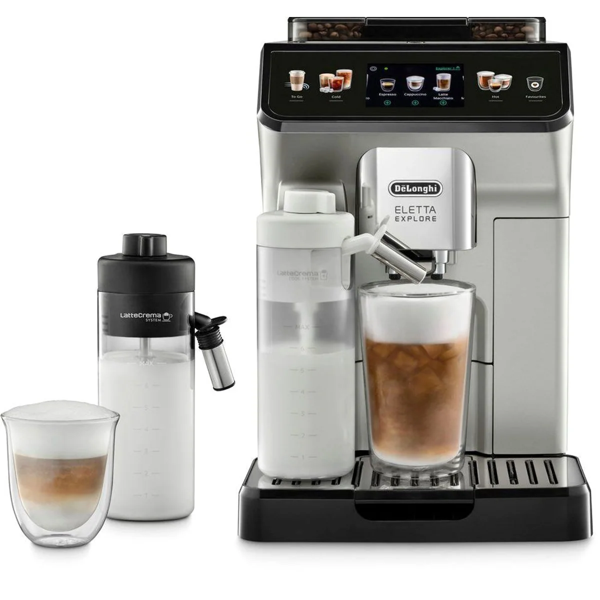 De'Longhi Eletta Explore ECAM450.55.S, 40 Rezepte, kalter Milchschaum, 3,5" Touch-Display