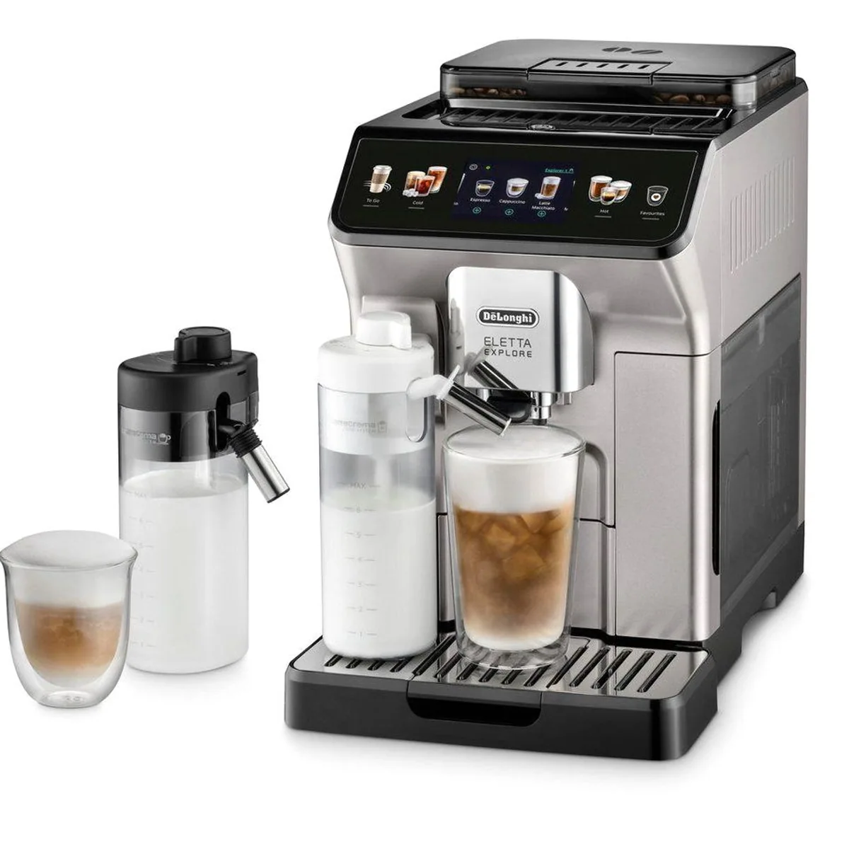 De'Longhi Eletta Explore ECAM450.55.S, 40 Rezepte, kalter Milchschaum, 3,5" Touch-Display 3