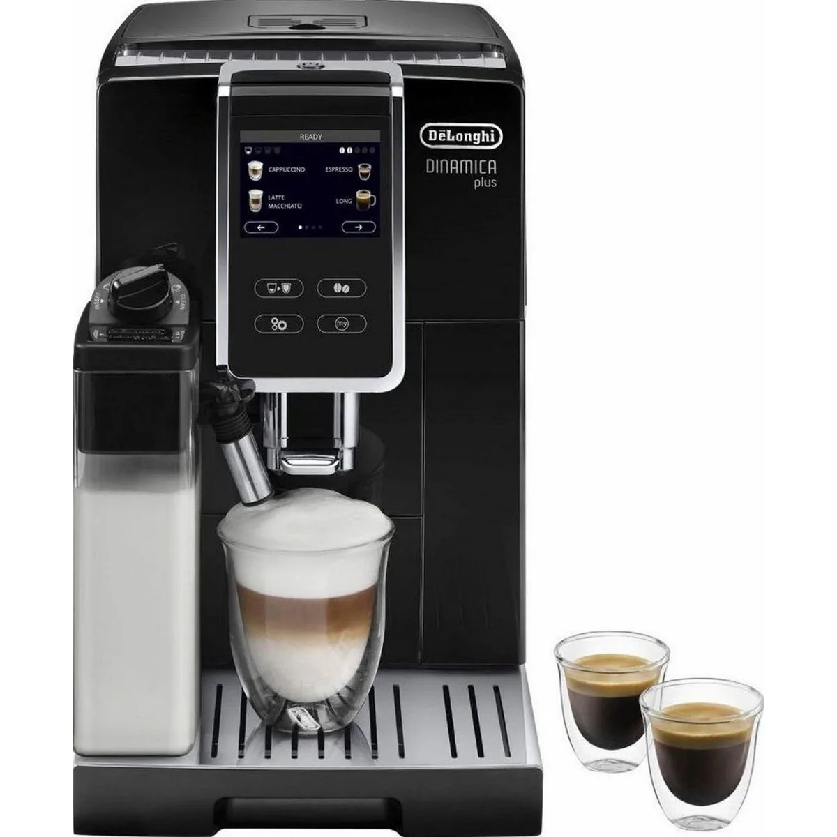 De'Longhi Kaffeevollautomat Dinamica Plus ECAM370.70.B, 14 Rezepte, Milchschaum-System, 3,5" Touchscreen