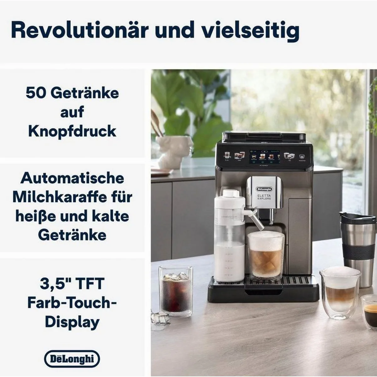 De'Longhi Eletta Explore Cold Brew ECAM450.86.T, 100 Rezepte, 3,5" Touch-Display, To-Go Funktion 2