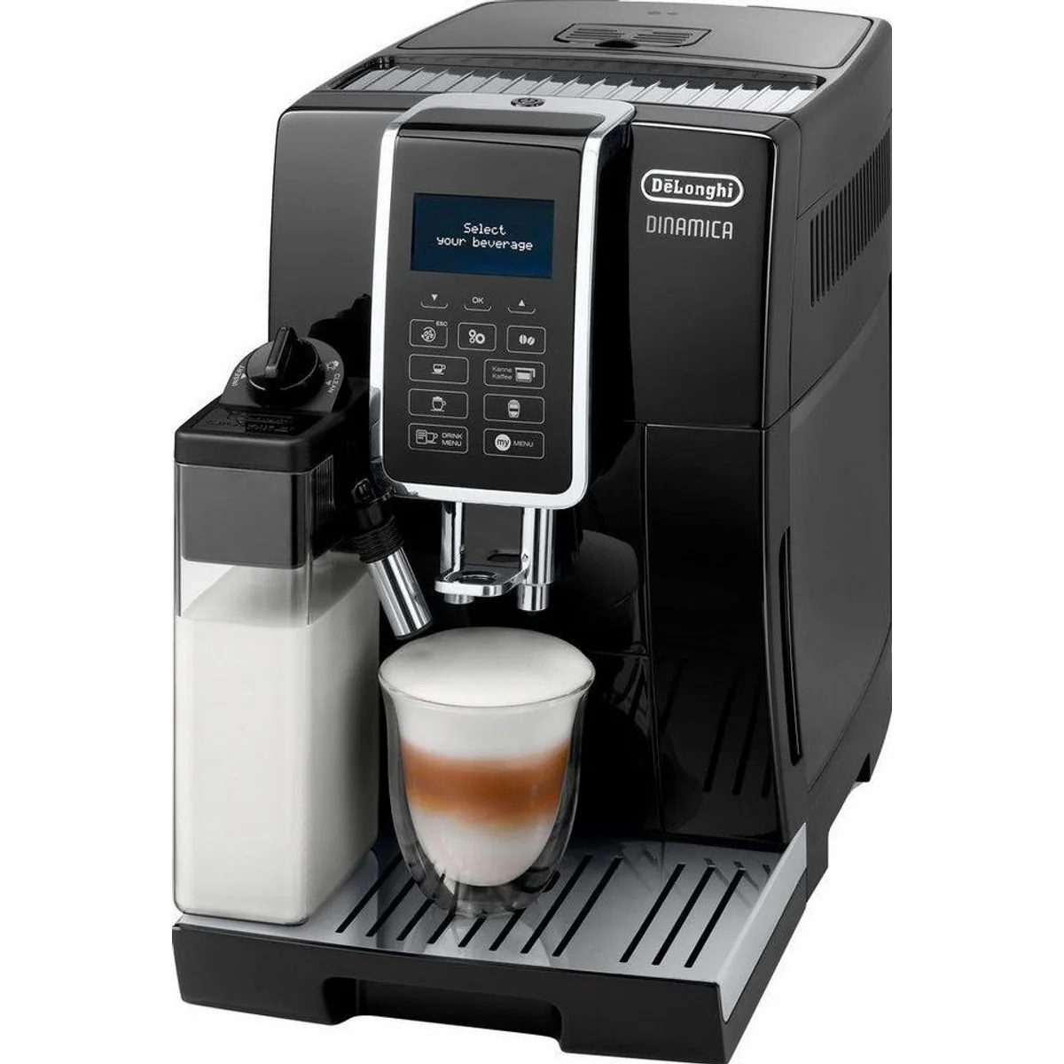 De'Longhi Kaffeevollautomat Dinamica ECAM356.57.B, 14 Getränke, Kannen-Funktion, Kegelmahlwerk