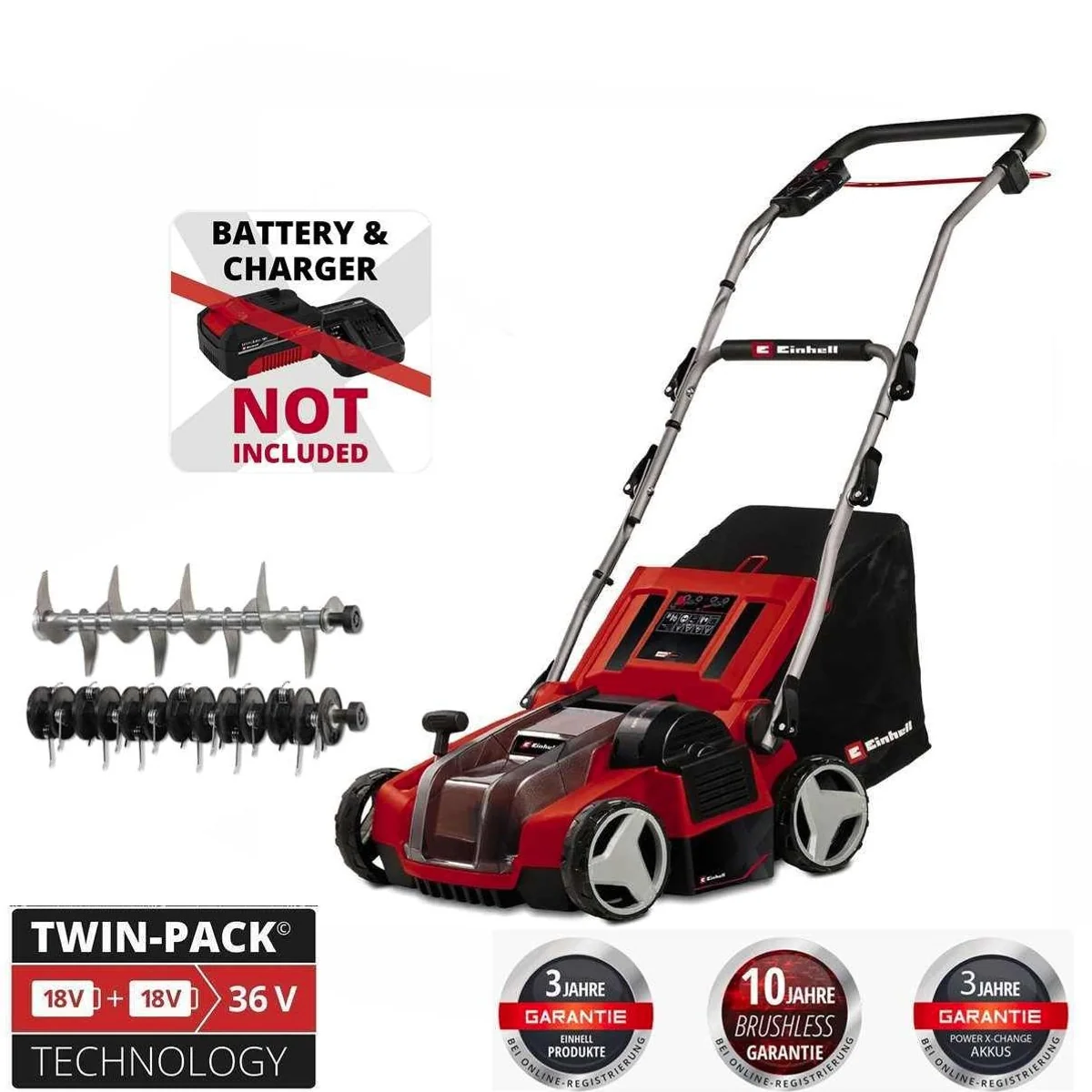 Einhell GE-SA 36/35 Li-Solo, 3in1 Kombi-Gerät, bürstenloser Motor — kabellose Rasenpflege 3