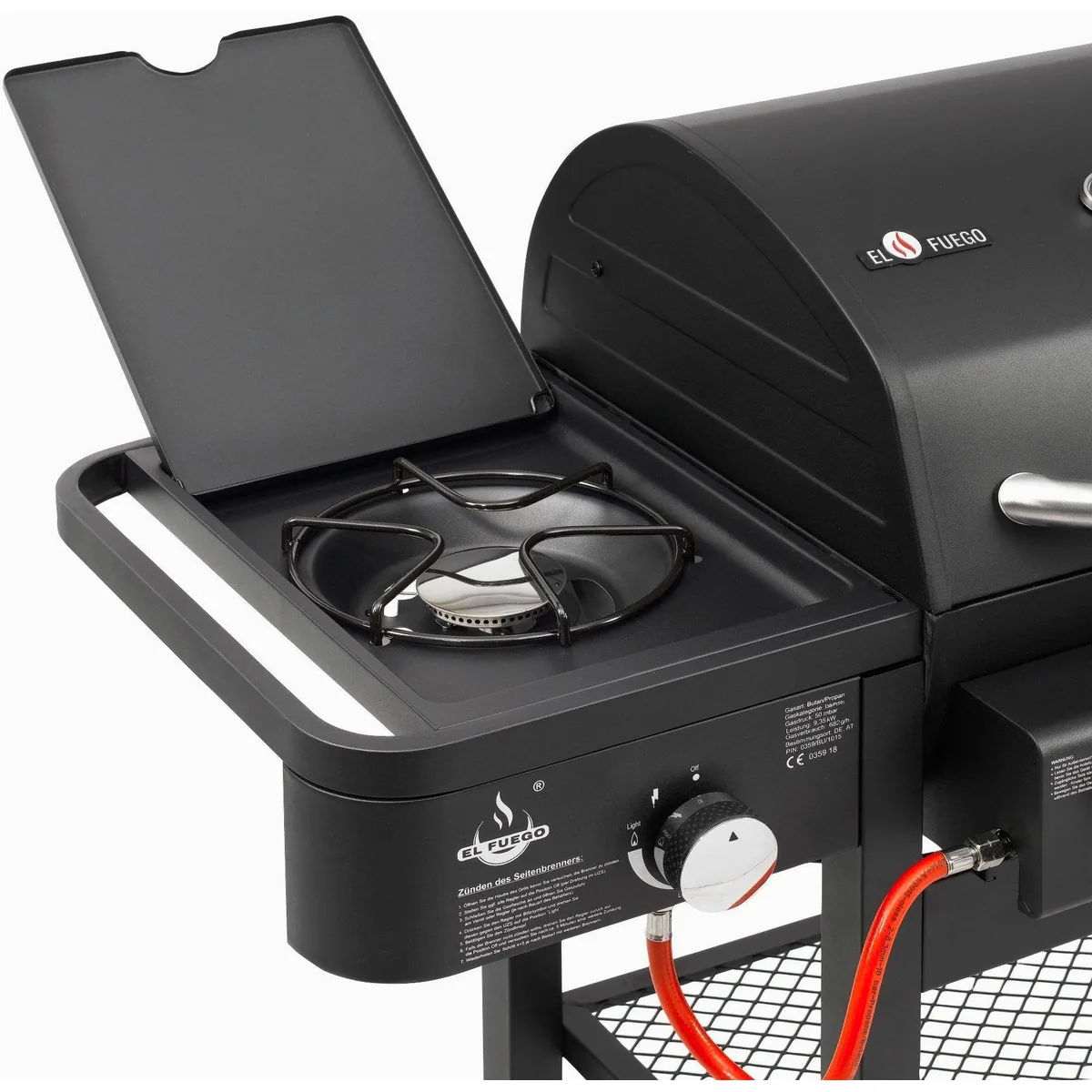 El Fuego Gasgrill Sierra, vielseitige Gas- und Holzkohlekombination, große Grillfläche 4