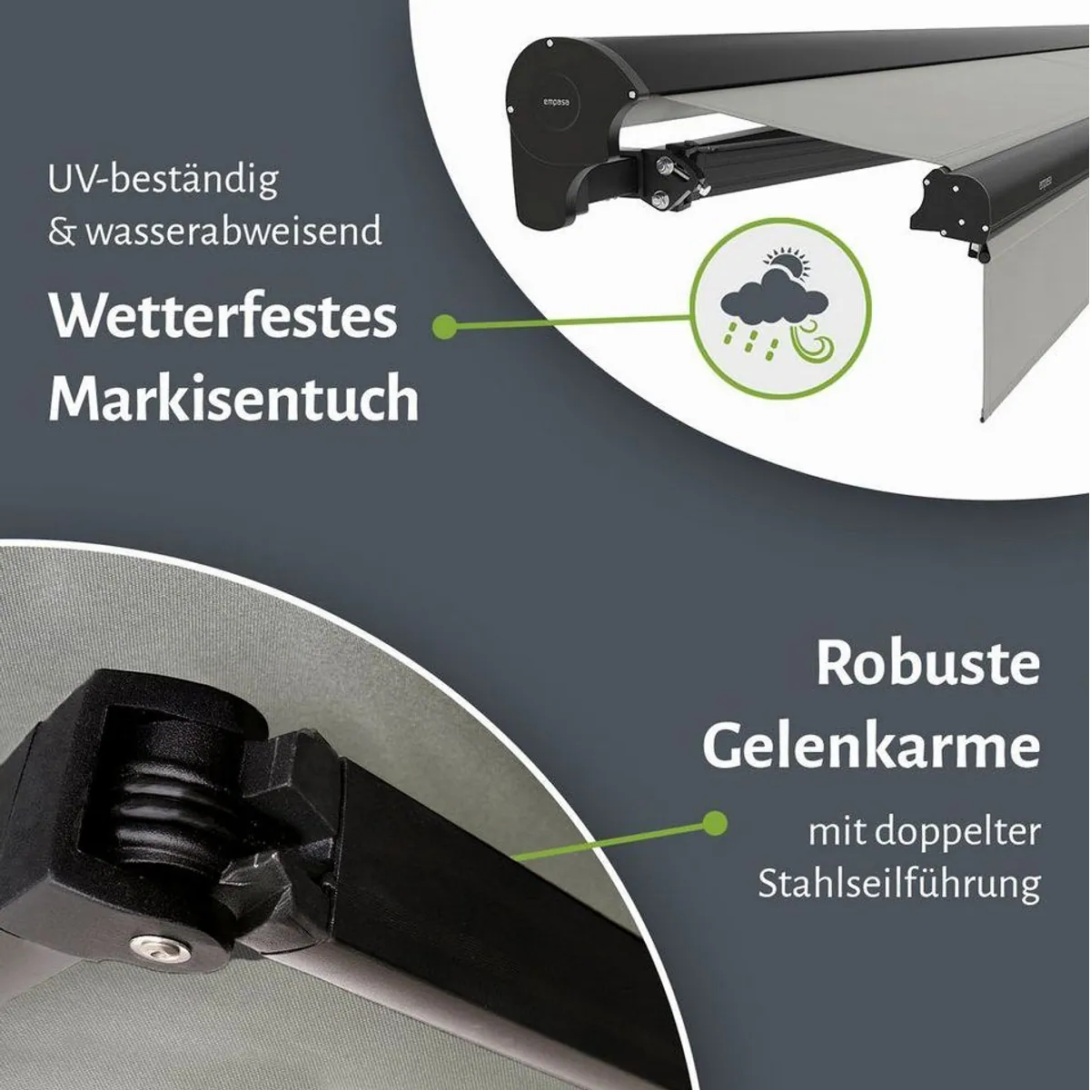 empasa Halbkassettenmarkise EXPERT, elektrischer Betrieb, wetterfester Stoff 3