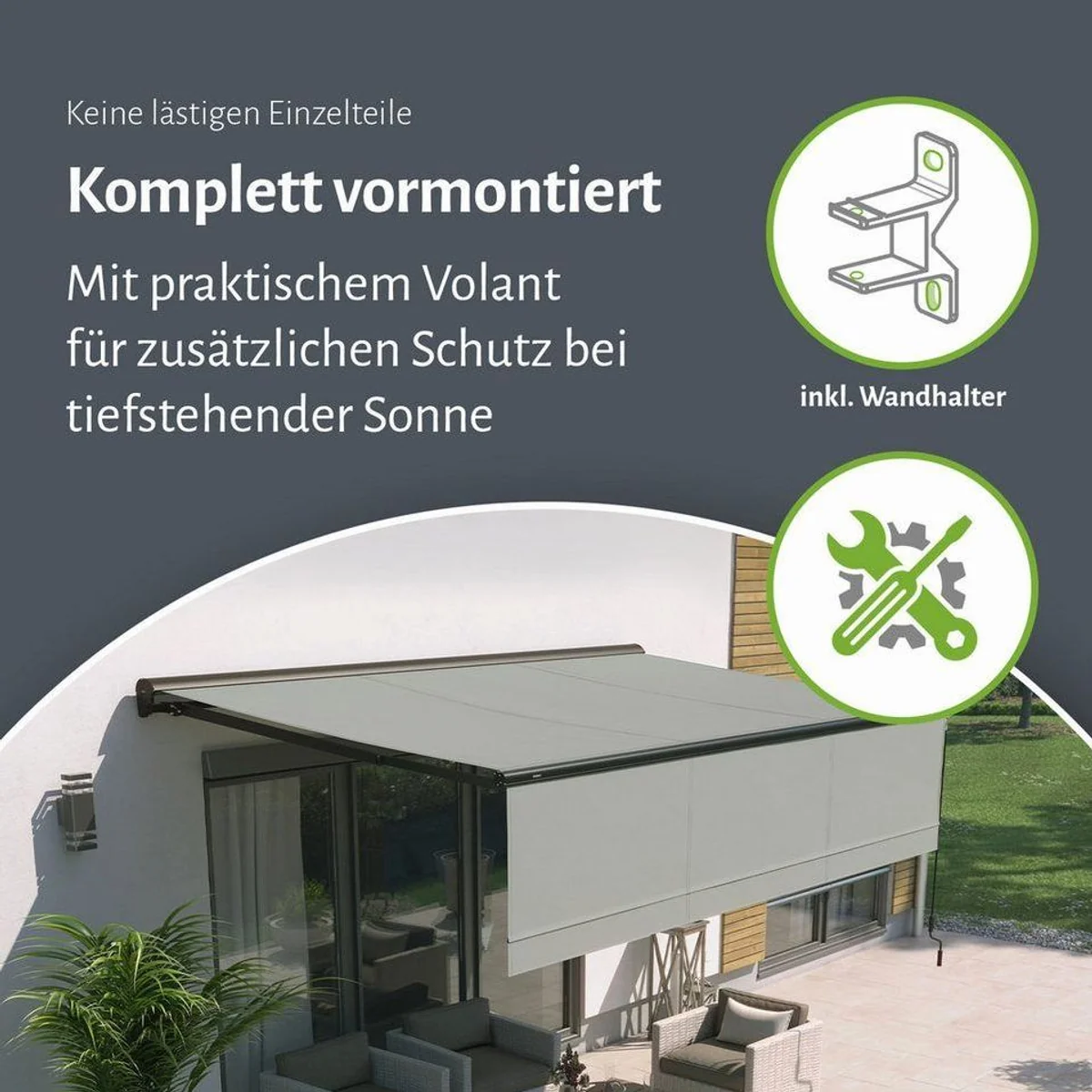 empasa Halbkassettenmarkise EXPERT, elektrischer Betrieb, wetterfester Stoff 4