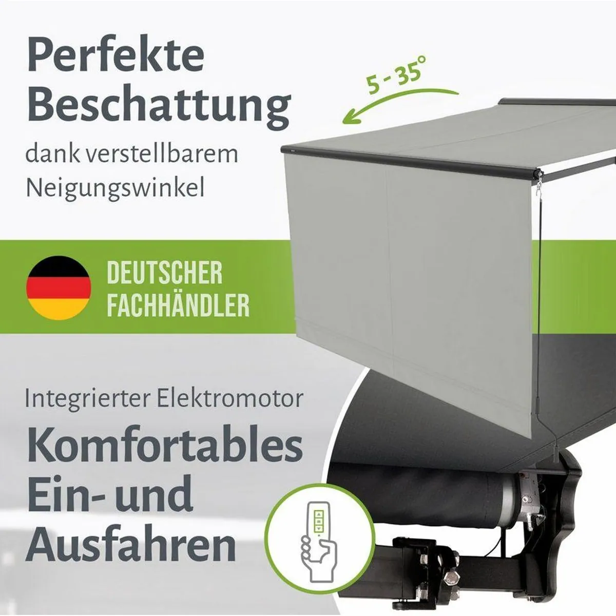 empasa Halbkassettenmarkise EXPERT, elektrischer Betrieb, wetterfester Stoff 5