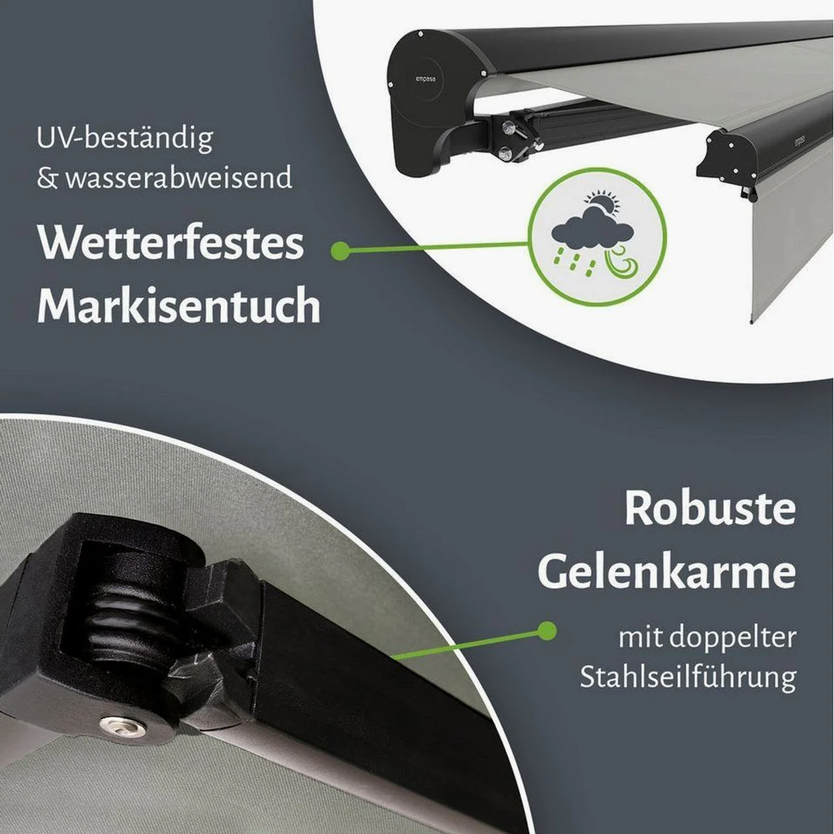 empasa Halbkassettenmarkise EXPERT, elektrische Steuerung, wasserabweisender Stoff 3