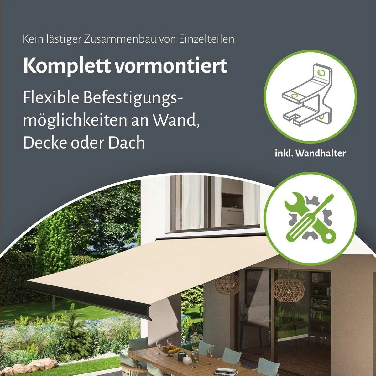 empasa CLASSIC Halbkassettenmarkise, elektrische Steuerung, witterungsbeständig 3