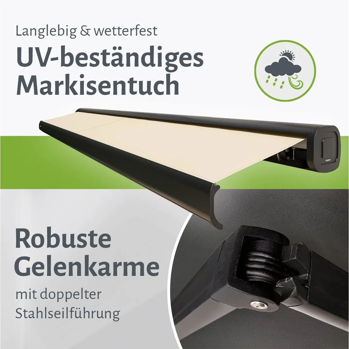 empasa CLASSIC Halbkassettenmarkise, elektrische Steuerung, witterungsbeständig 4