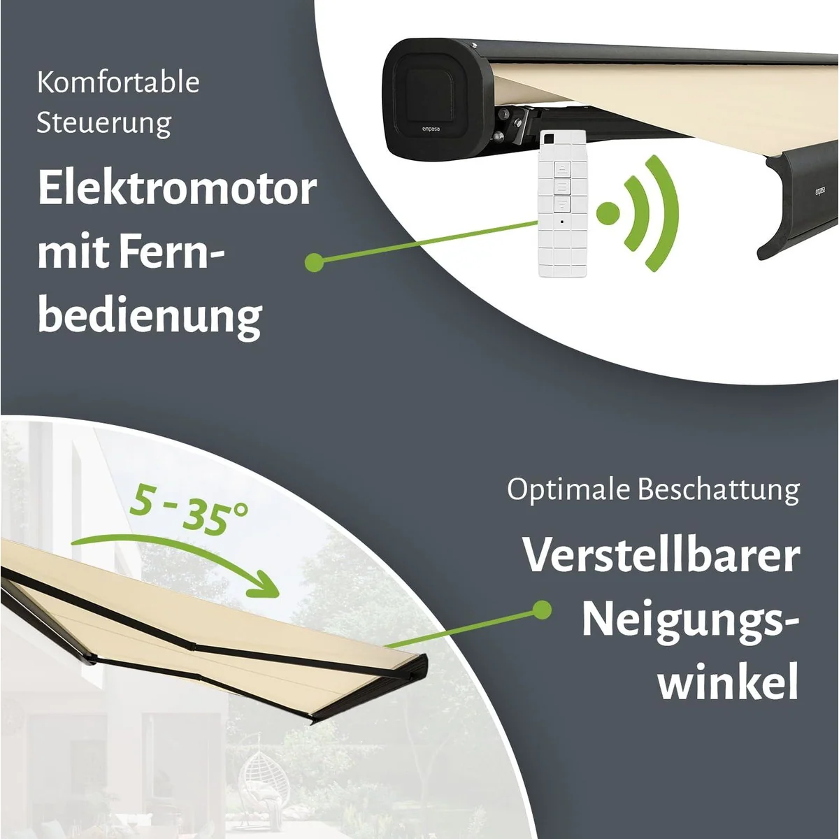empasa CLASSIC Halbkassettenmarkise, elektrische Steuerung, witterungsbeständig 5