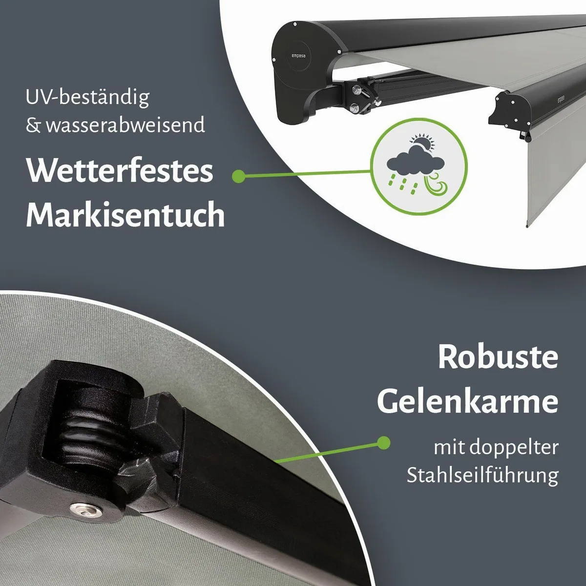 empasa Halbkassettenmarkise EXPERT, elektrische Steuerung, wasserabweisender Stoff 3