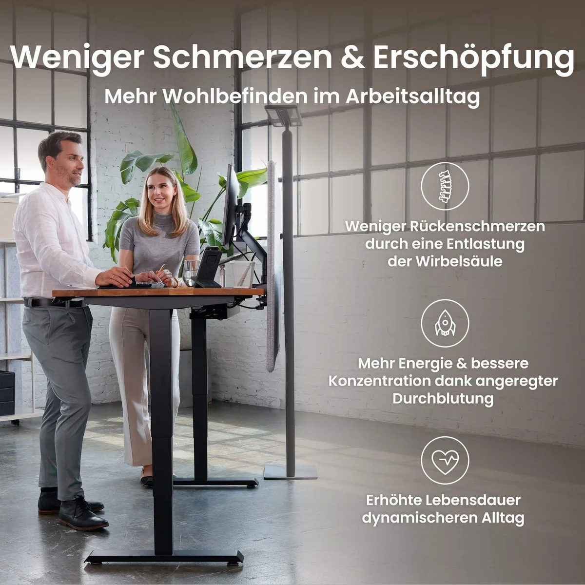 Ergotopia Pro X elektrisch höhenverstellbarer Schreibtisch, flexible Höheneinstellung, edles OLED-Display 3