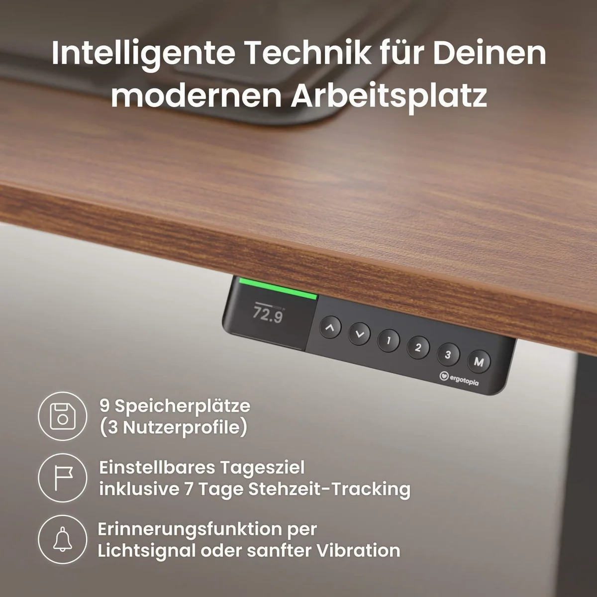 Ergotopia Pro X elektrisch höhenverstellbarer Schreibtisch, flexible Höheneinstellung, edles OLED-Display 5