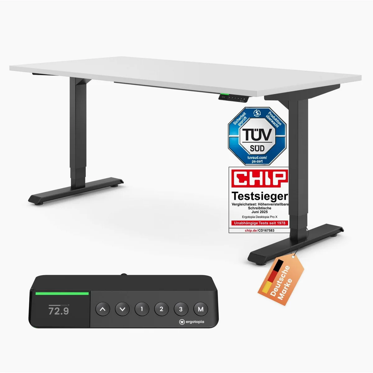 Ergotopia Pro X elektrisch höhenverstellbarer Schreibtisch, flexibles Arbeiten & OLED-Display