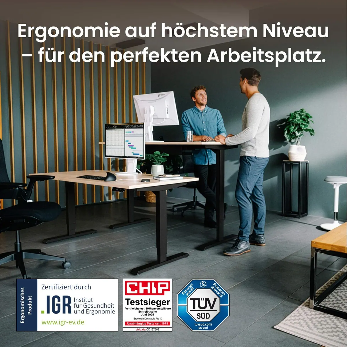 Ergotopia Pro X elektrisch höhenverstellbarer Schreibtisch, flexibles Arbeiten & OLED-Display 2
