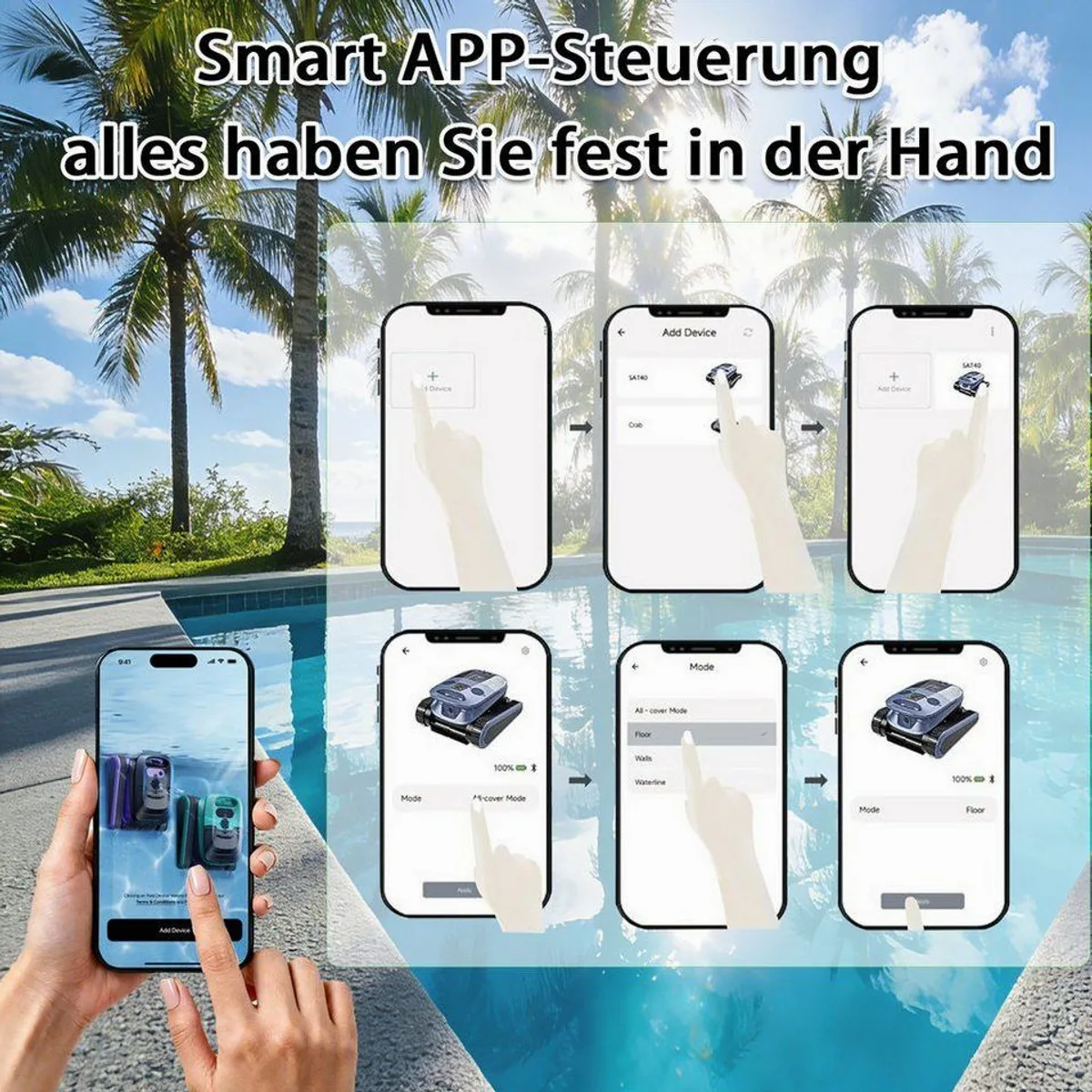 EVERCROSS U9 Poolroboter, intelligente Navigation, kabellos, für bis zu 200 m² 2