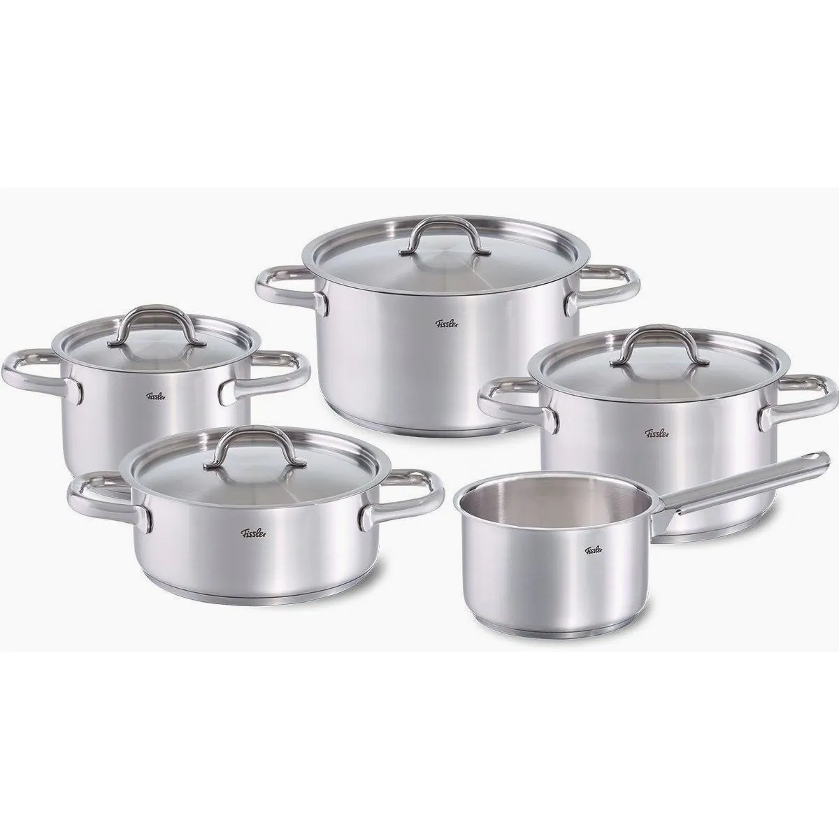 Fissler Topf-Set Family Line, Edelstahl 18/10, 9-teiliges Set mit breitem Schüttrand