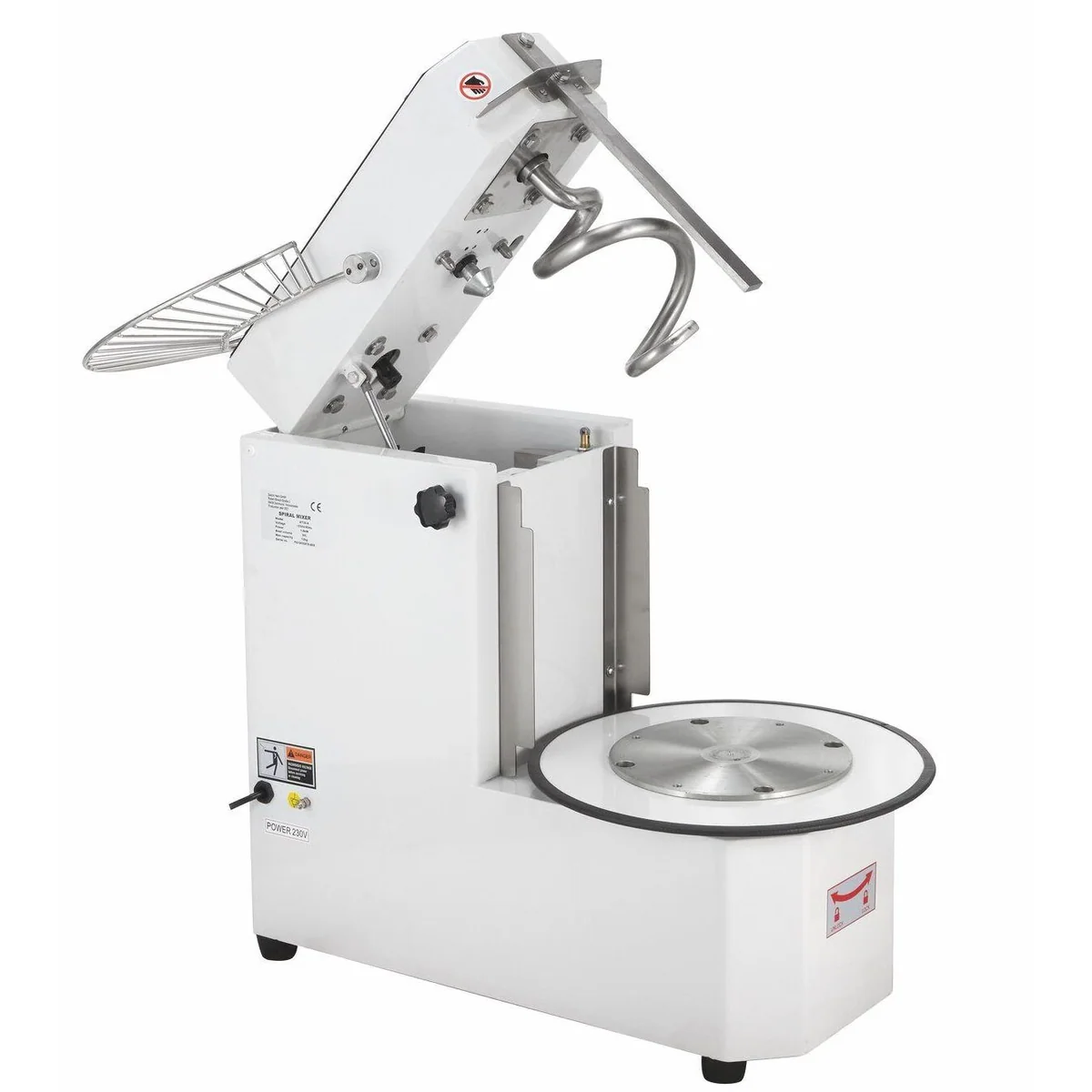 GastroHero Spiralteigmaschine, 20 l Kessel, Edelstahl, variabler Kopf, 1100 W 4