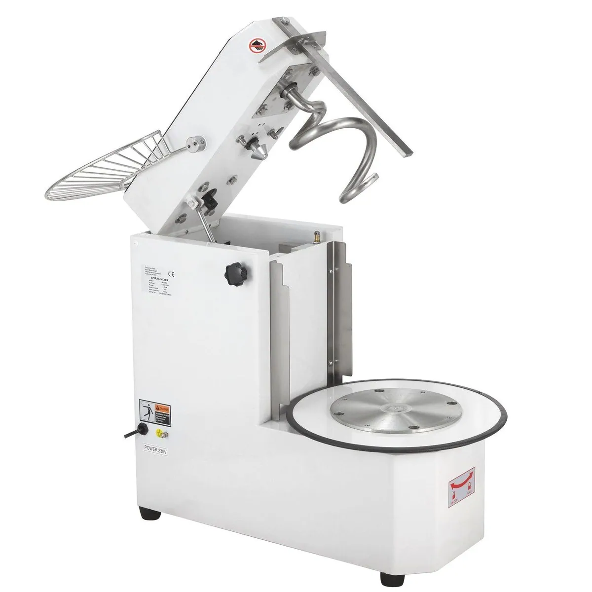 GastroHero Küchenmaschine Spiralteigknetmaschine, 30 l Kessel, Edelstahl, variabler Kopf 4