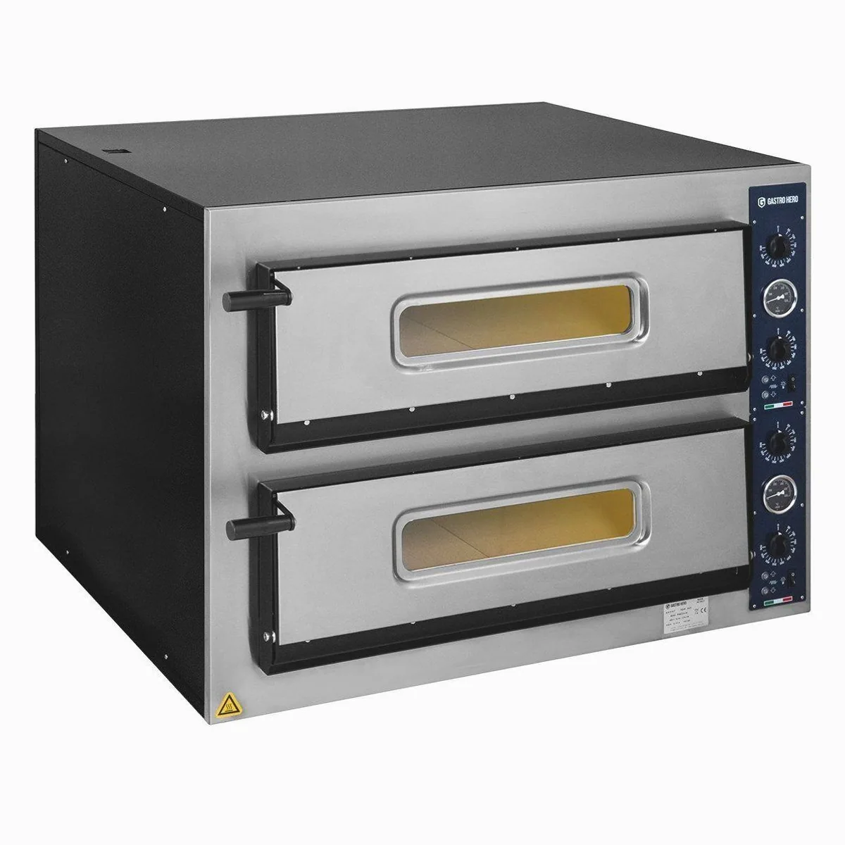 GastroHero Pizzaofen PROFI, 2 Backkammern, 500°C – für 8 Pizzen gleichzeitig