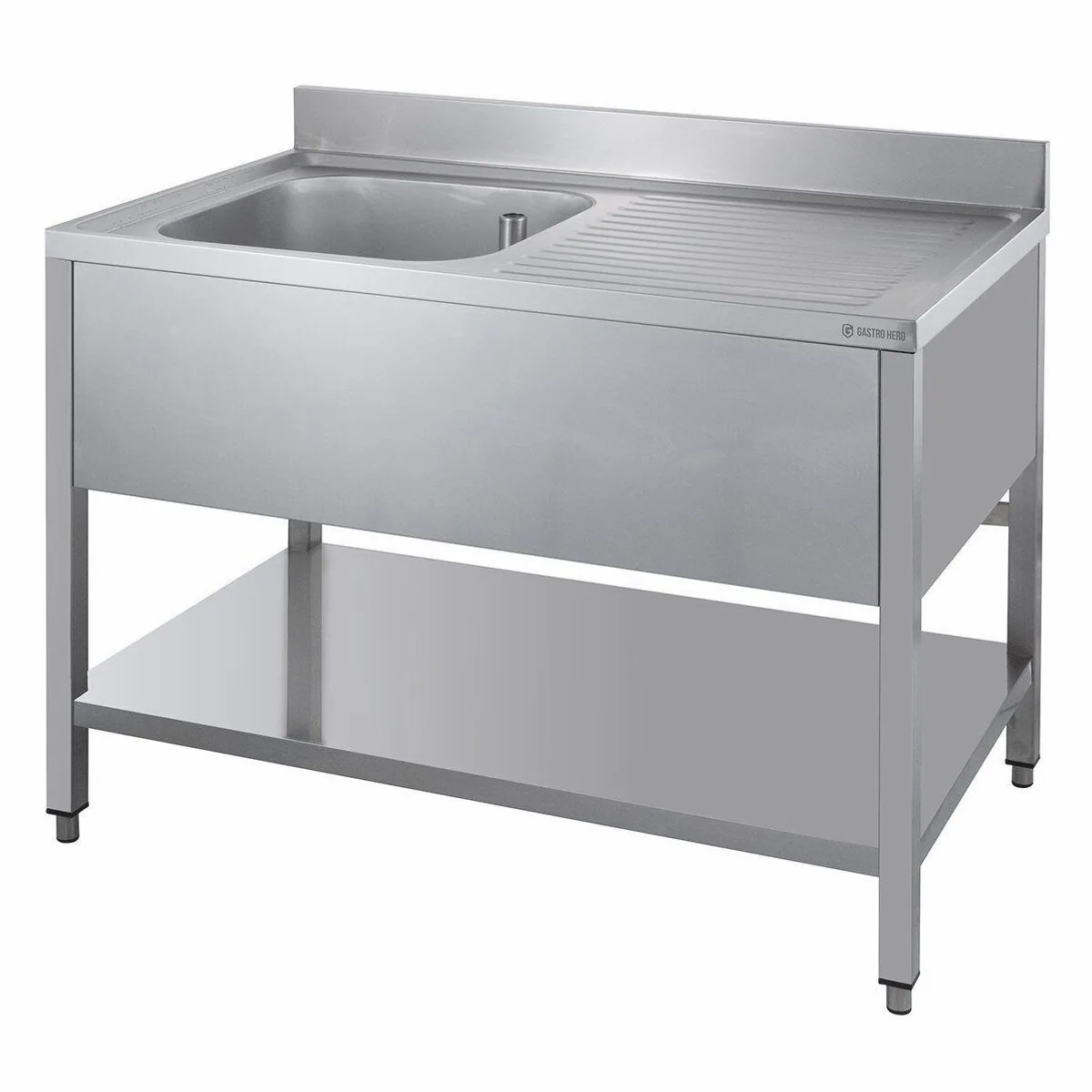 GastroHero Arbeitstisch Spültisch, Edelstahl AISI 430, 1 Becken, Höhenverstellbar 5