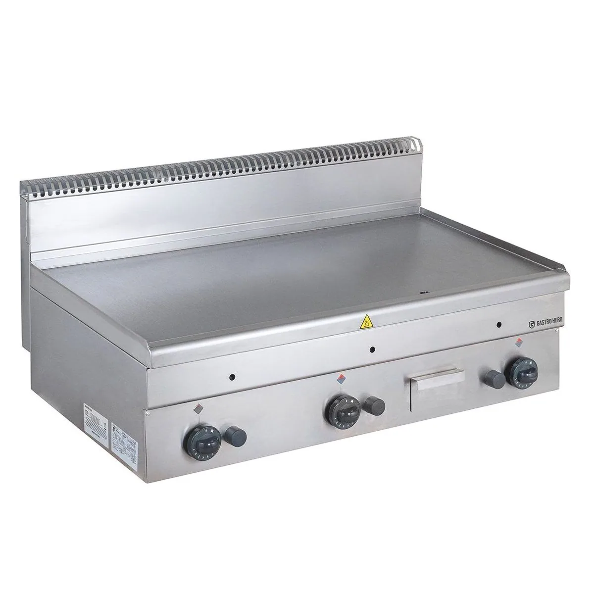 GastroHero Gasgrillplatte 100 cm, 15,3 kW, höhenverstellbare Füße, Fettschublade