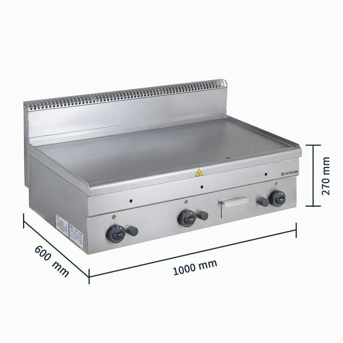 GastroHero Gasgrillplatte 100 cm, 15,3 kW, höhenverstellbare Füße, Fettschublade 2