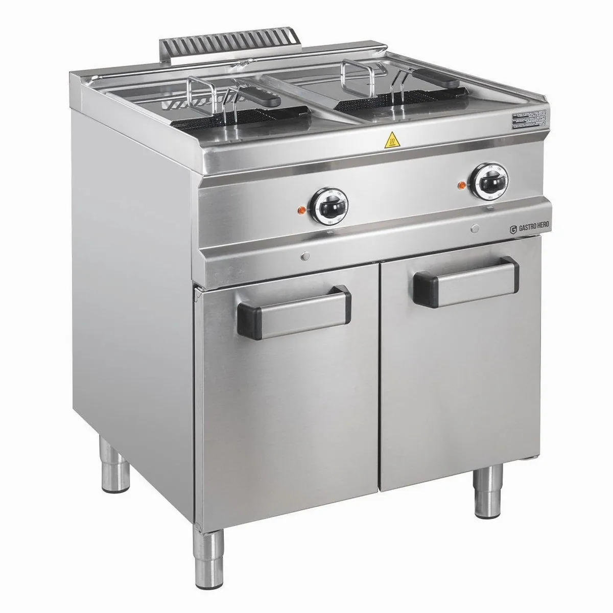 GastroHero Elektro Doppel Fritteuse, 2x13 Liter, Sicherheitsthermostat, Ölablasssystem