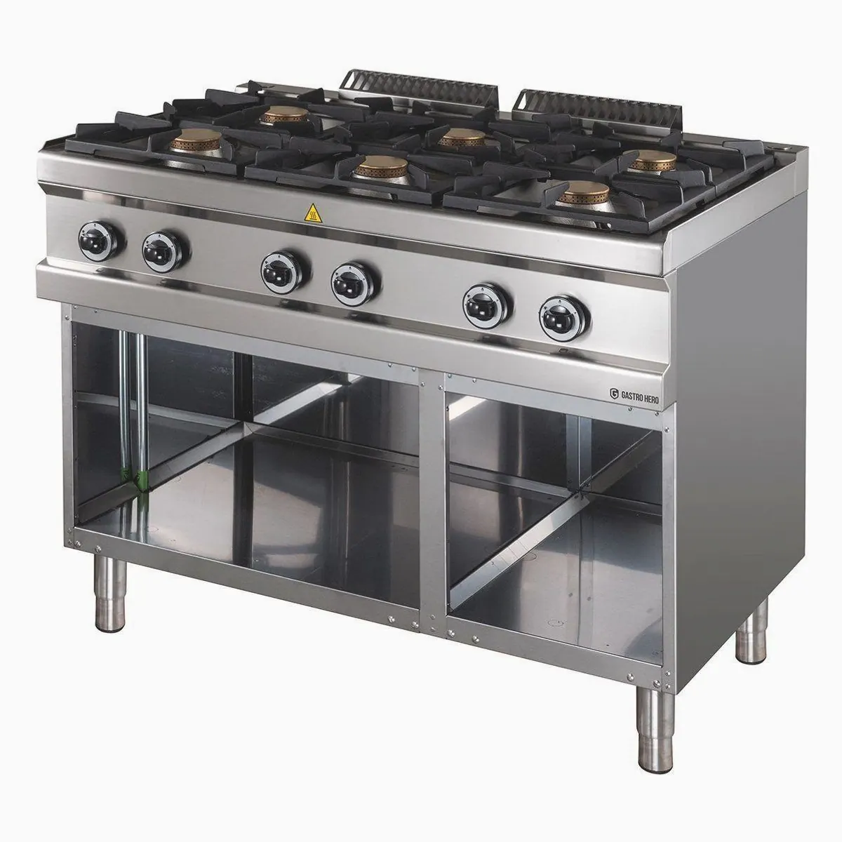 GastroHero Gasherd 700, 6 Brenner, 42 kW, Edelstahl, Gusseisen-Brenner 2