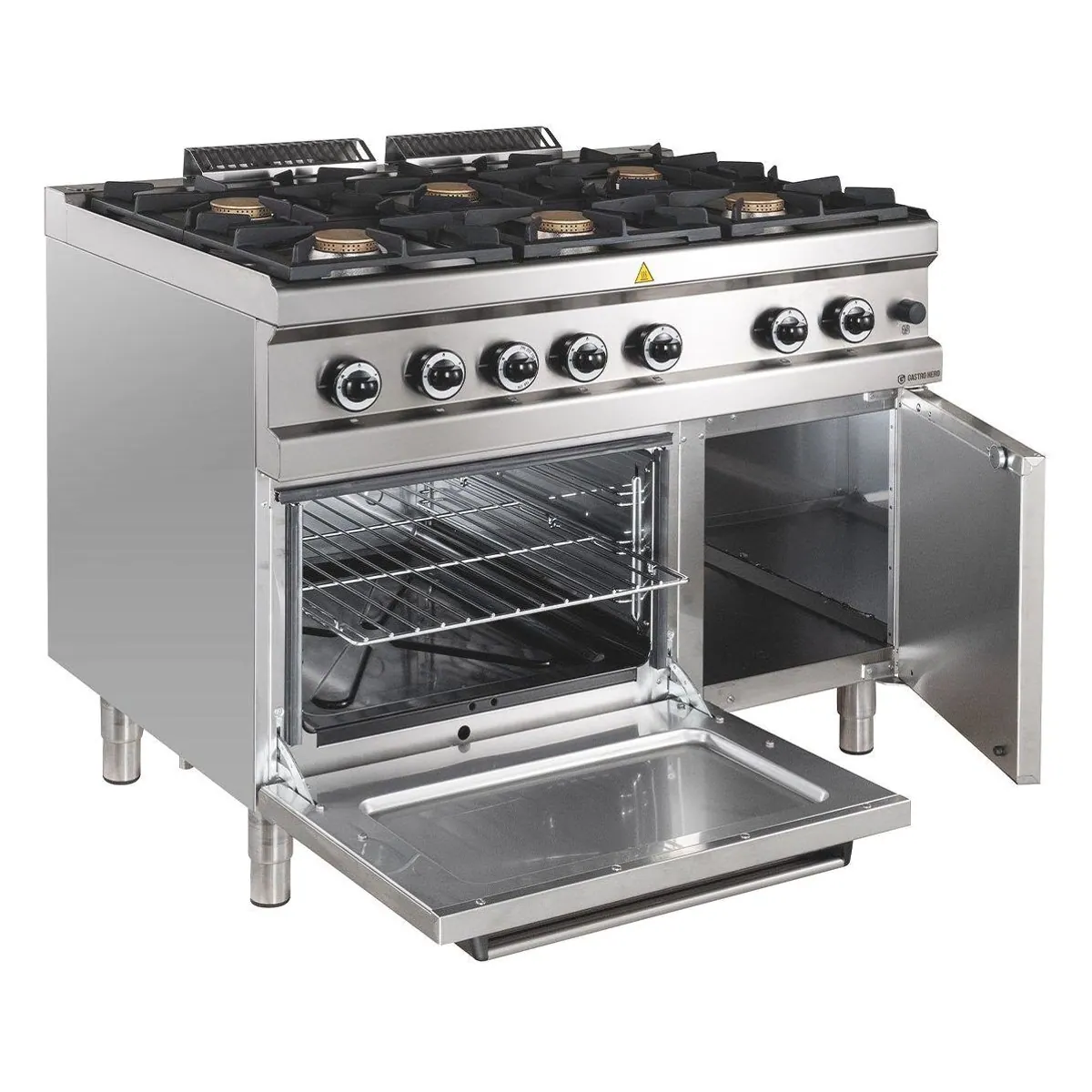 GastroHero Gasherd 6 Brenner mit Backofen, 42 kW Gesamtleistung, Edelstahl 2