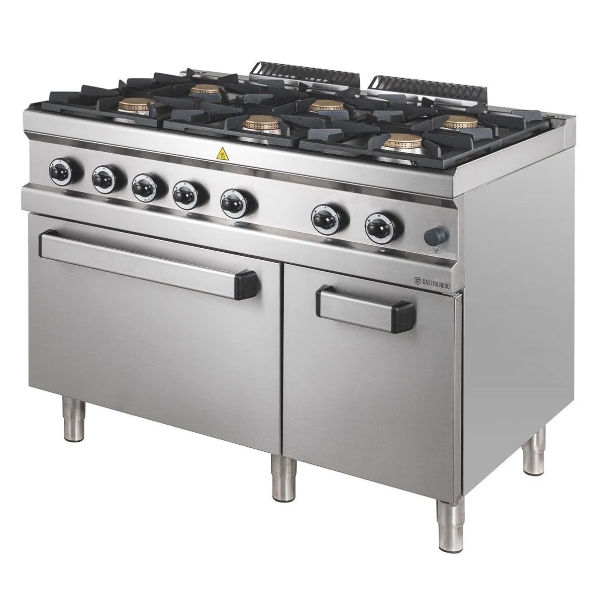 GastroHero Gasherd 6 Brenner mit Backofen, 42 kW Gesamtleistung, Edelstahl 4