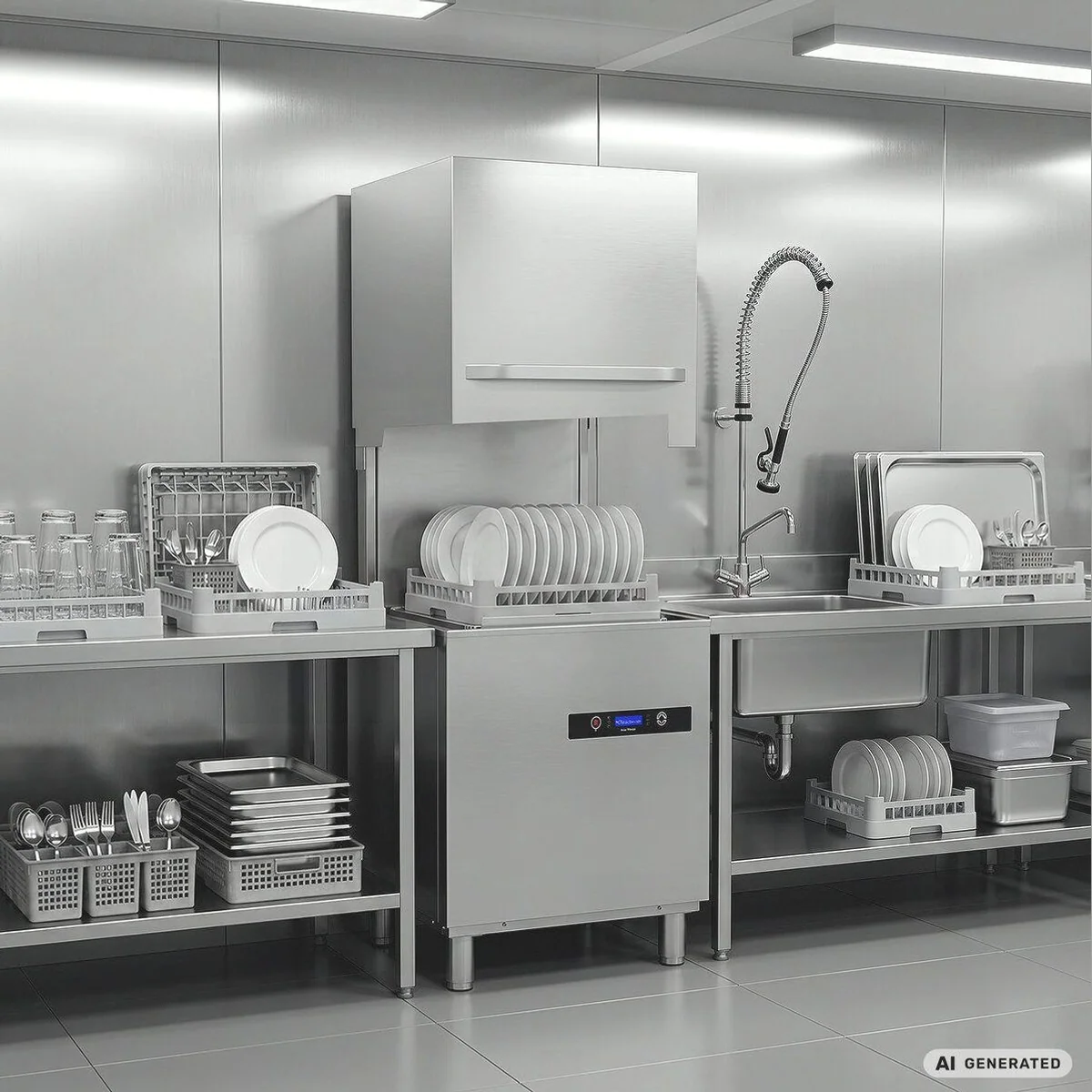 GastroHero Haubenspülmaschine HYPRO Digital 54 SL, 4 Spülprogramme, integrierte Pumpen, Edelstahl 4