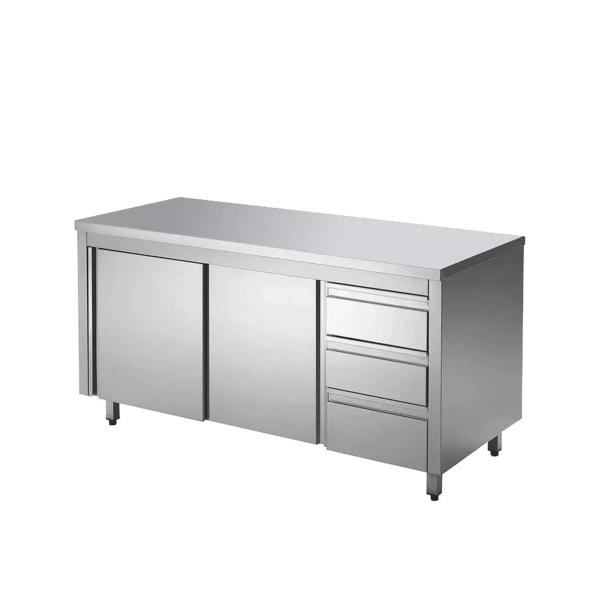 GastroHero Hochschrank Edelstahl Arbeitsschrank, großzügige Arbeitsfläche, verstellbare Höhe, hohe Tragkraft